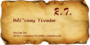 Récsey Tivadar névjegykártya